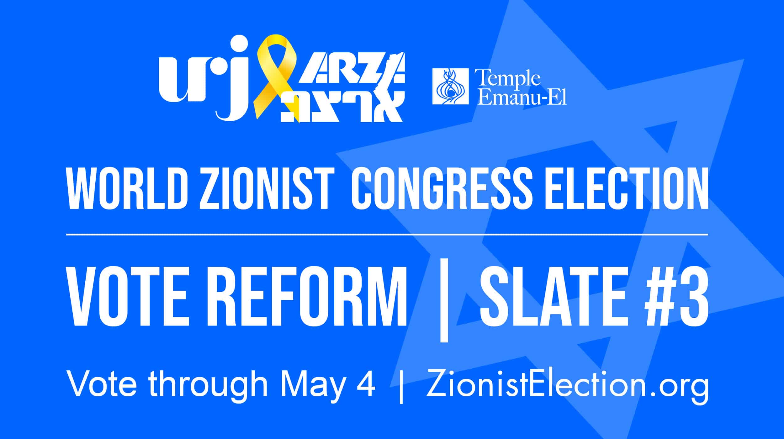 Vote Reform Slate #3 | World Zionist Congress Elections | Temple Emanu-El